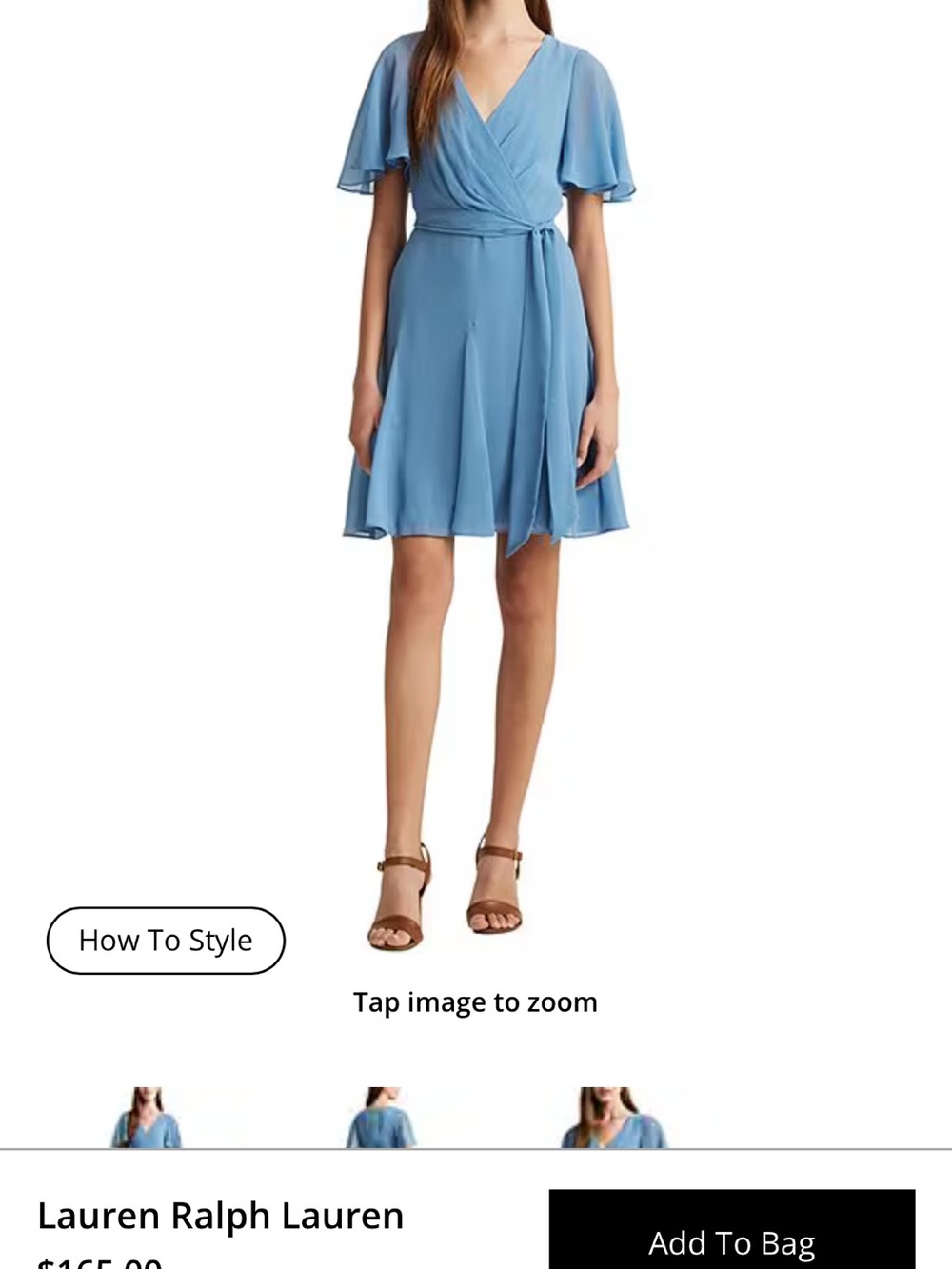 NWOT Ralph Lauren Sky Blue Flutter Sleeve Dress - V neck